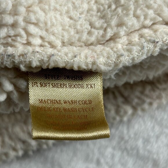 True Grit Womens Ivory Sherpa Fleece Zip-Up Hoodie Jacket XL Pockets Drawstring - Picture 4 of 7